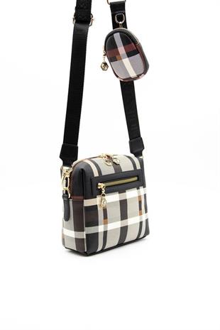 Silver & Polo SP1038 Kadın Çapraz Çanta Ekose Siyah