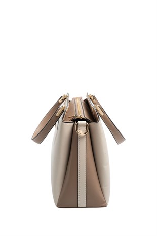 Silver & Polo SP9721 Kadın El Çantası Düz Bej-Latte