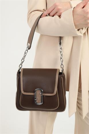 Silver Polo SP1147 Kadın Omuz Çantası Düz Kahve-Vizon