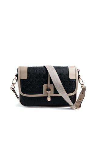 Silver & Polo SP1182 Kadın Çapraz Çanta Logolu Siyah-S.Nut