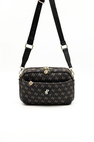 Silver Polo SP1094 Kadın Çapraz Çanta Monogram Füme-Siyah