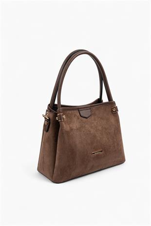 Silver & Polo SP1254 Kadın El Çantası Süet Kahve-Kahve