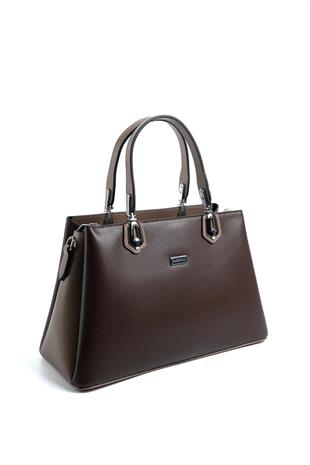 Silver & Polo SP1253 Kadın El Çantası Düz Kahve-Vizon