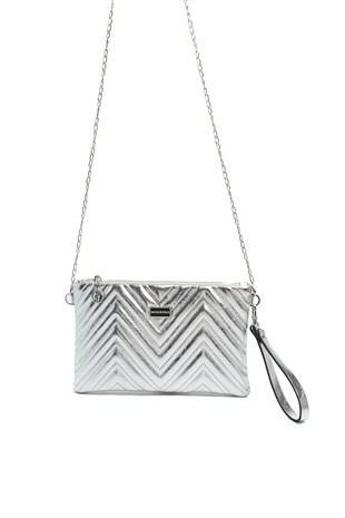 Silver & Polo SP1250 Kadın Portföy & Clutch Crash Gümüş-Gümüş