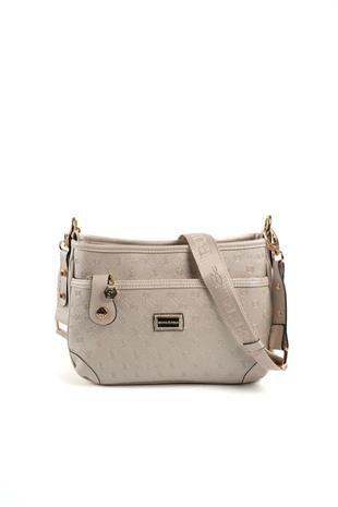 Silver & Polo SP1160 Kadın Çapraz Çanta Logolu Bej-S.Bej