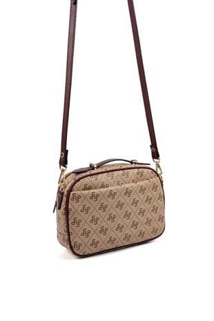 Silver & Polo SP1186 Kadın Çapraz Çanta Monogram Koyu Bej-Bordo