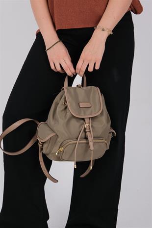 1207 Kadın Sırt Çantası  Yeşil-Kum