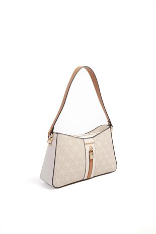 Silver Polo SP1102 Kadın Omuz Çantası Monogram Taş-Kemik-A.Taba
