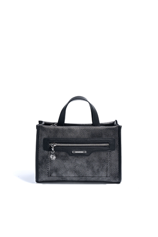 Silver & Polo SP1271 Kadın El Çantası Petek M.Gümüş-Siyah