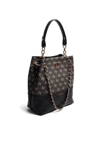 Silver Polo SP1262 Kadın Omuz Çantası Monogram Füme-Siyah