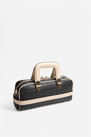 Silver & Polo SP1258 Kadın El Çantası Logolu Siyah-S.Nut