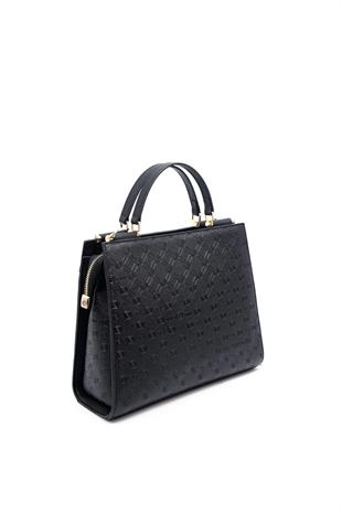 Silver & Polo SP1166 Kadın El Çantası Logolu Siyah-Siyah