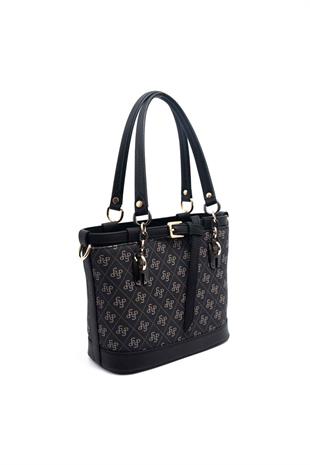 Silver & Polo SP1155 Kadın El Çantası Monogram Füme-Siyah
