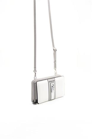 Silver & Polo SP1138 Kadın Telefon Çantası Düz Beyaz-A.Gri-Beyaz