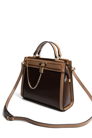 Silver & Polo SP1166 Kadın El Çantası Düz Kahve-Vizon