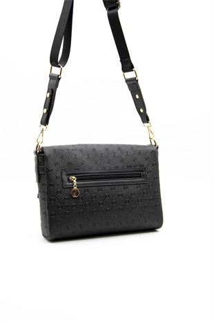 Silver & Polo SP963 Kadın Çapraz Çanta Logolu Siyah-Siyah