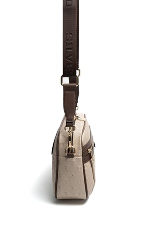 Silver & Polo SP1280 Kadın Çapraz Çanta Logolu Nut-Kahve
