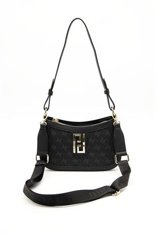 Silver & Polo SP1132 Kadın Çapraz Çanta Monogram Siyah