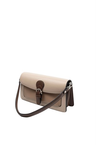Silver & Polo SP1279 Kadın Çapraz Çanta Düz Koyu Bej-Latte-M105 Kahve