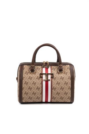 Silver & Polo Koyu Bej - Kahve SP1091 El Çantası