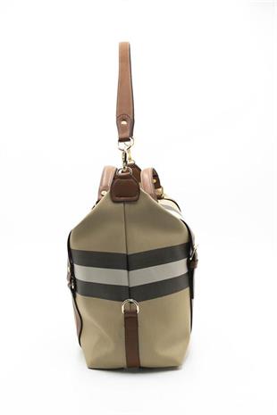 Silver & Polo SP1064 Kadın Seyahat Çantası Ekose Bej-Taba