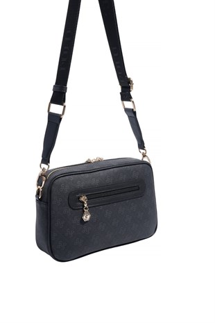 Silver & Polo SP1280 Kadın Çapraz Çanta Monogram Siyah-Siyah