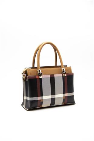 Silver & Polo SP826 Kadın El Çantası Ekose Siyah-A.Taba