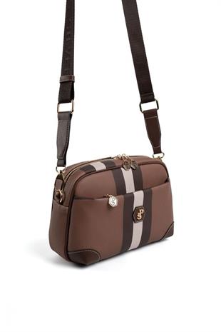 Silver Polo Koyu Kahve - Kahve Ekose Kadın Çapraz Çanta SP1094