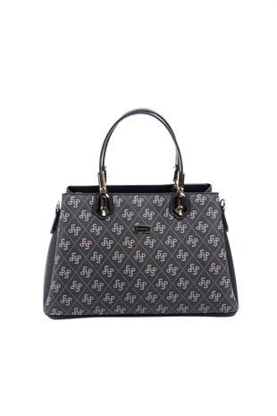 Silver & Polo SP1253 Kadın El Çantası Monogram Füme-Siyah