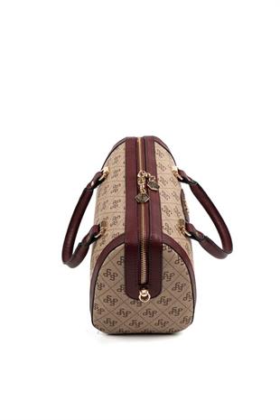 Silver & Polo SP1091 Kadın El Çantası Monogram Koyu Bej-Bordo