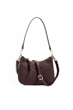 Silver Polo Kahve - Kahve Süet Kadın Omuz Çantası SP1259