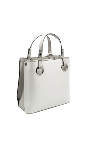 Silver & Polo SP975 Kadın El Çantası Düz Beyaz-A.Gri
