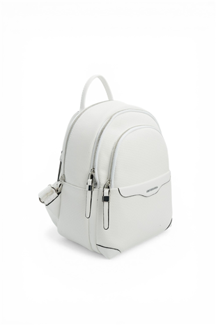 Silver & Polo SP1265 Kadın Sırt Çantası Petek Beyaz-Beyaz