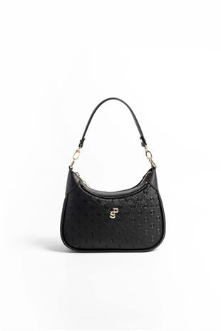 Silver & Polo SP1180 Kadın Omuz Çantası Logolu Siyah-Siyah