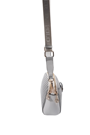 Silver & Polo SP1144 Kadın Çapraz Çanta King Desen Siyah-Kemik