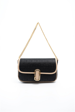 Silver & Polo SP1171 Kadın Omuz Çantası Logolu Siyah-S.Nut