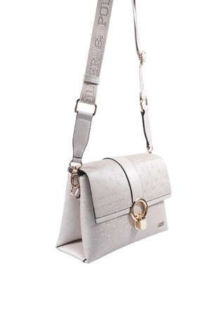 Silver & Polo SP1275 Kadın Çapraz Çanta Logolu Bej-S.Bej