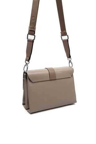 Silver & Polo SP1009 Kadın Çapraz Çanta Düz Koyu Bej-Latte