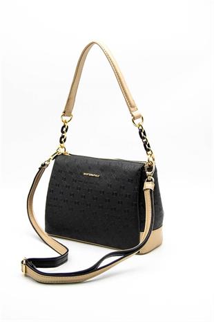 Silver & Polo SP910 Kadın Çapraz Çanta Logolu Siyah-S.Nut