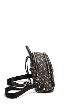 Silver & Polo SP983 Kadın Sırt Çantası Monogram Füme-Siyah