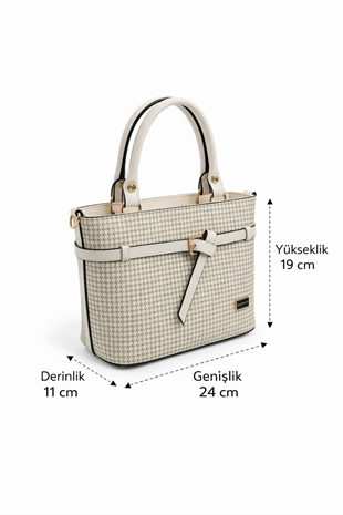 Silver & Polo SP1283 Kadın El Çantası Kaz Ayağı Ekose Yeşil-Kemik