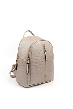 Silver & Polo SP901 Kadın Sırt Çantası Logolu Bej-S.Bej