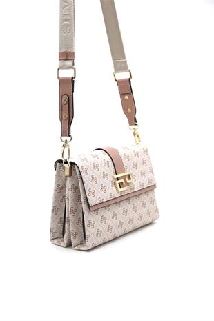 Silver & Polo SP1009 Kadın Çapraz Çanta Monogram Pembe-Somon