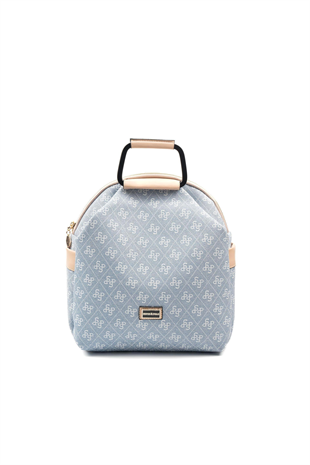 Silver & Polo SP771 Kadın Sırt Çantası Monogram Mavi-Ten