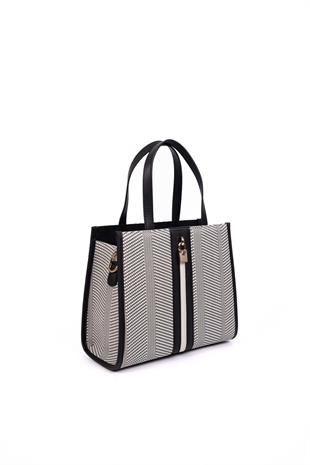 Silver & Polo Siyah Beyaz - Mat Siyah - Kemik SP1188 Kadın El Çantası