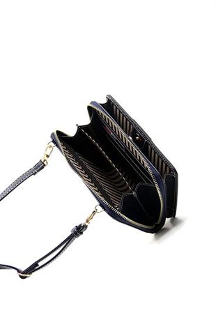 Silver & Polo SP1138 Kadın Telefon Çantası Monogram Mavi-Lacivert