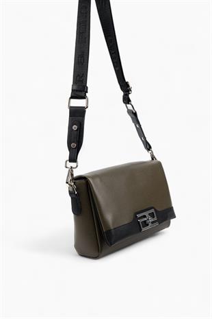 Silver & Polo SP1257 Kadın Çapraz Çanta Düz Zeytuni-Siyah