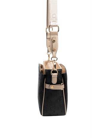 Silver & Polo SP884 Kadın Çapraz Çanta Logolu Siyah-S.Nut