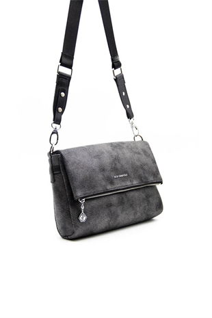 Silver & Polo SP963 Kadın Çapraz Çanta Petek M.Gümüş-Siyah