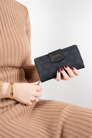 Silver & Polo SP928 Kadın Cüzdan & Kartlık Monogram Siyah
